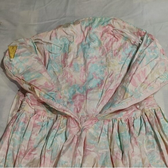 Vintage 80s Dance Allure Alfred Angelo Pastel Floral Strapless Dress ILGWU - Picture 7 of 13